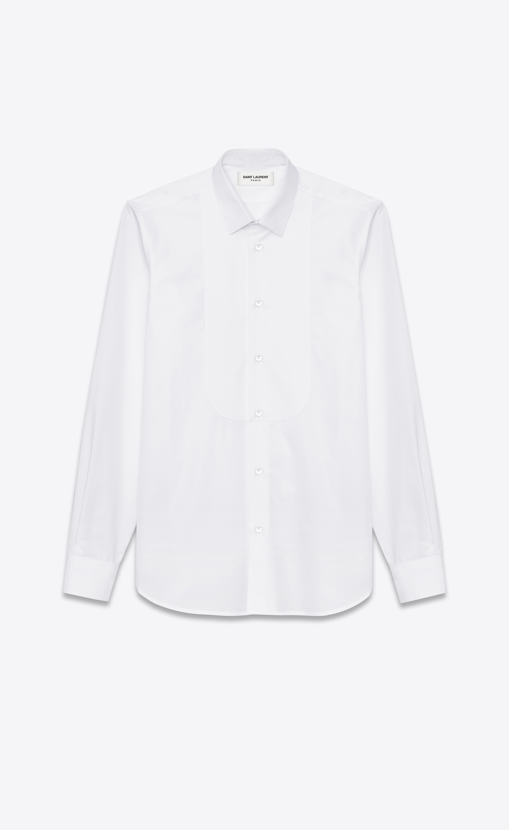 Pique plastron yves collar shirt in cotton poplin | Saint Laurent | YSL.com