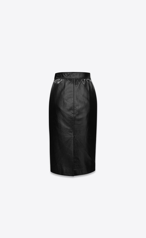 Pencil skirt in shiny leather | Saint Laurent | YSL.com