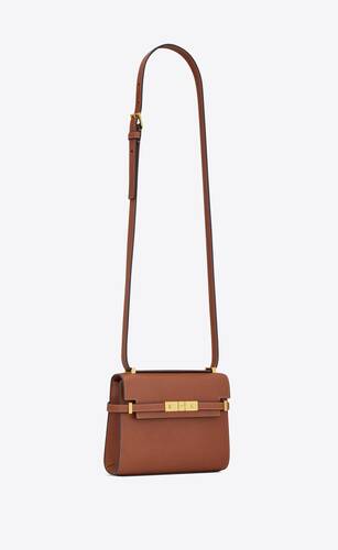 Manhattan mini crossbody bag in aged vegetable-tanned leather, Saint  Laurent