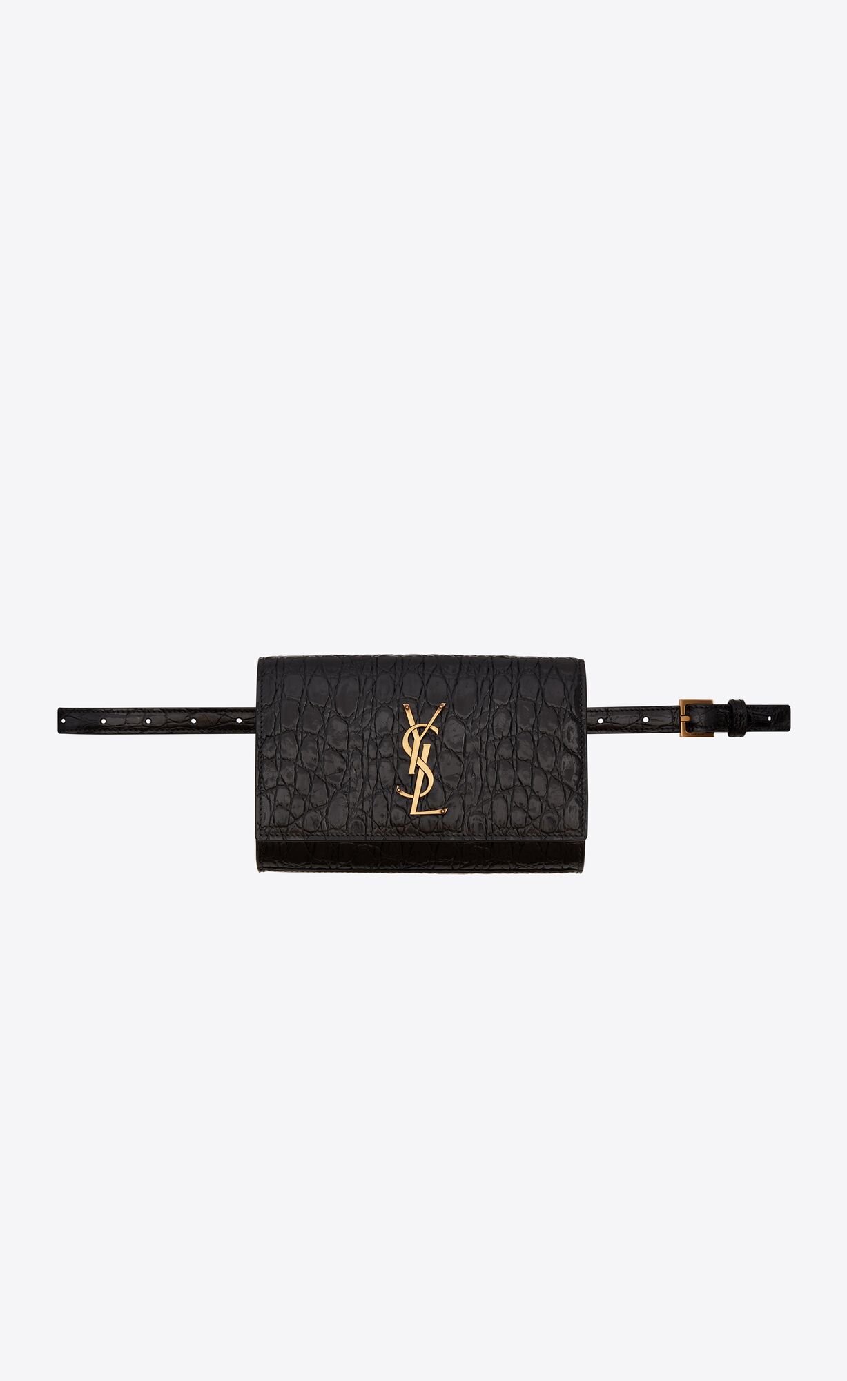 KATE belt bag in crocodileembossed shiny leather Saint Laurent