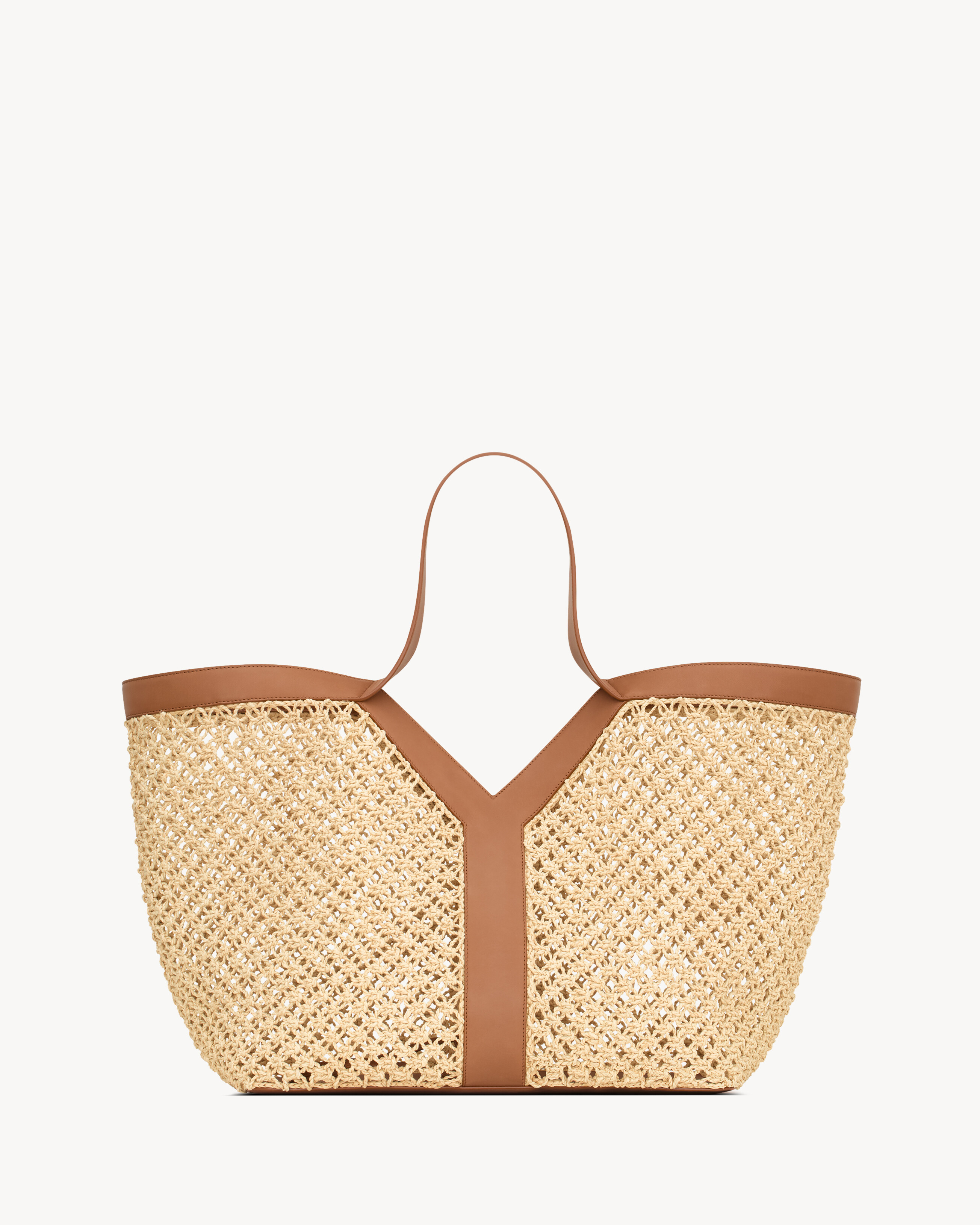 Bolso Tote Y De Rafia En Color Beige Saint Laurent YSL ES US Bolso Tote Y De Rafia En Color Beige Saint Laurent YSL ES US