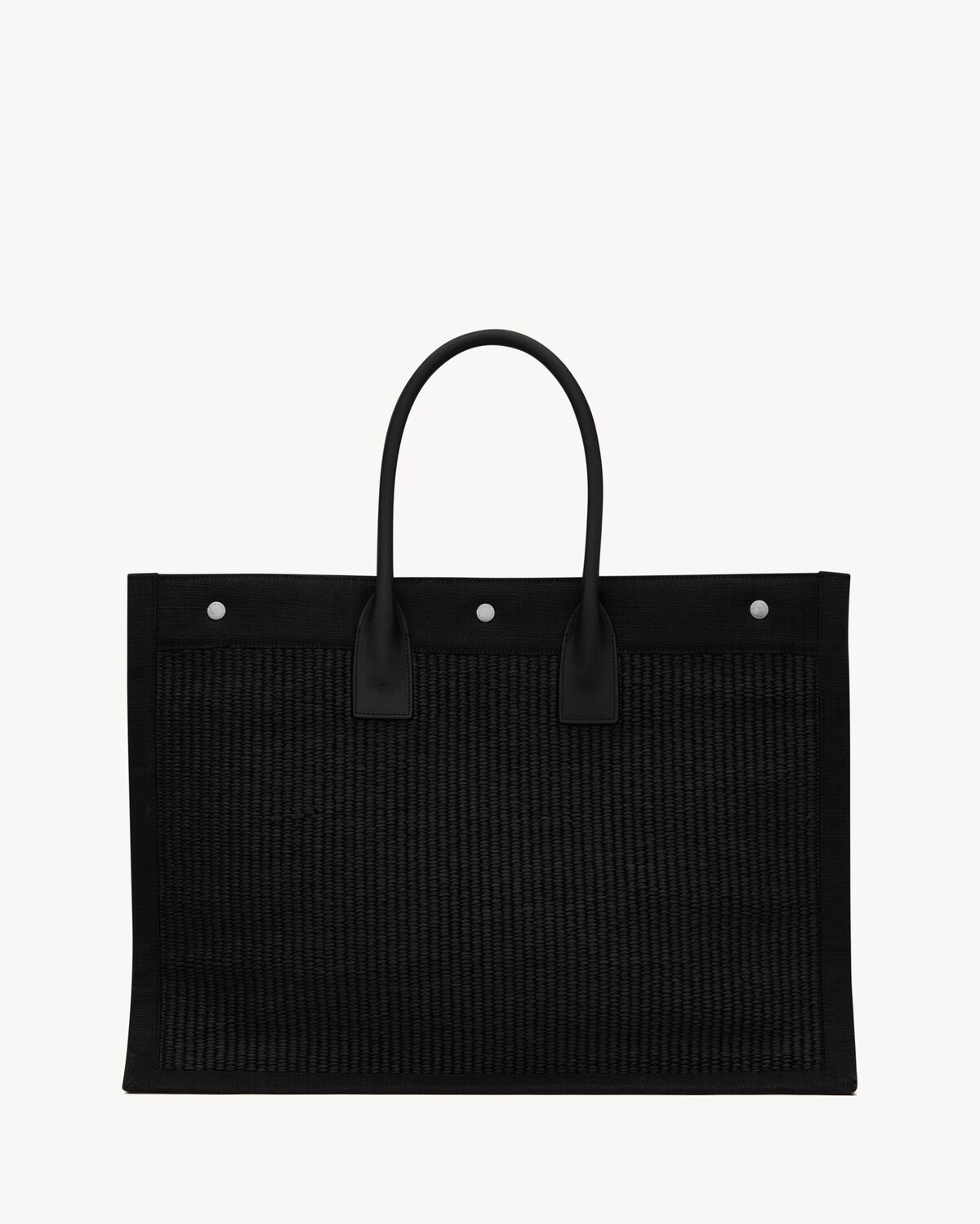 rive gauche large tote bag in embroidered raffia and leather