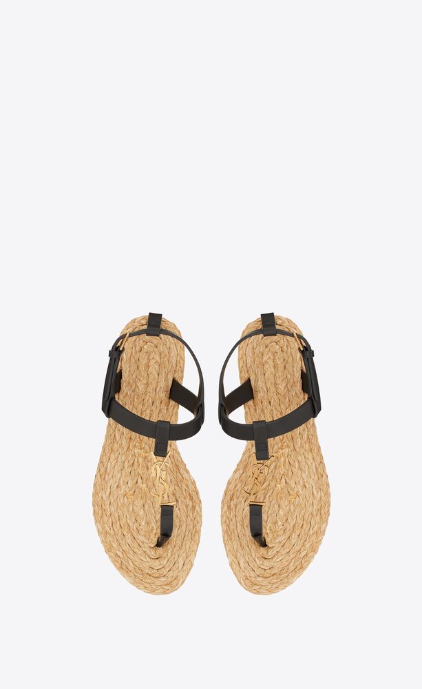 sandali piatti cassandra in pelle liscia con monogramma color bronzo