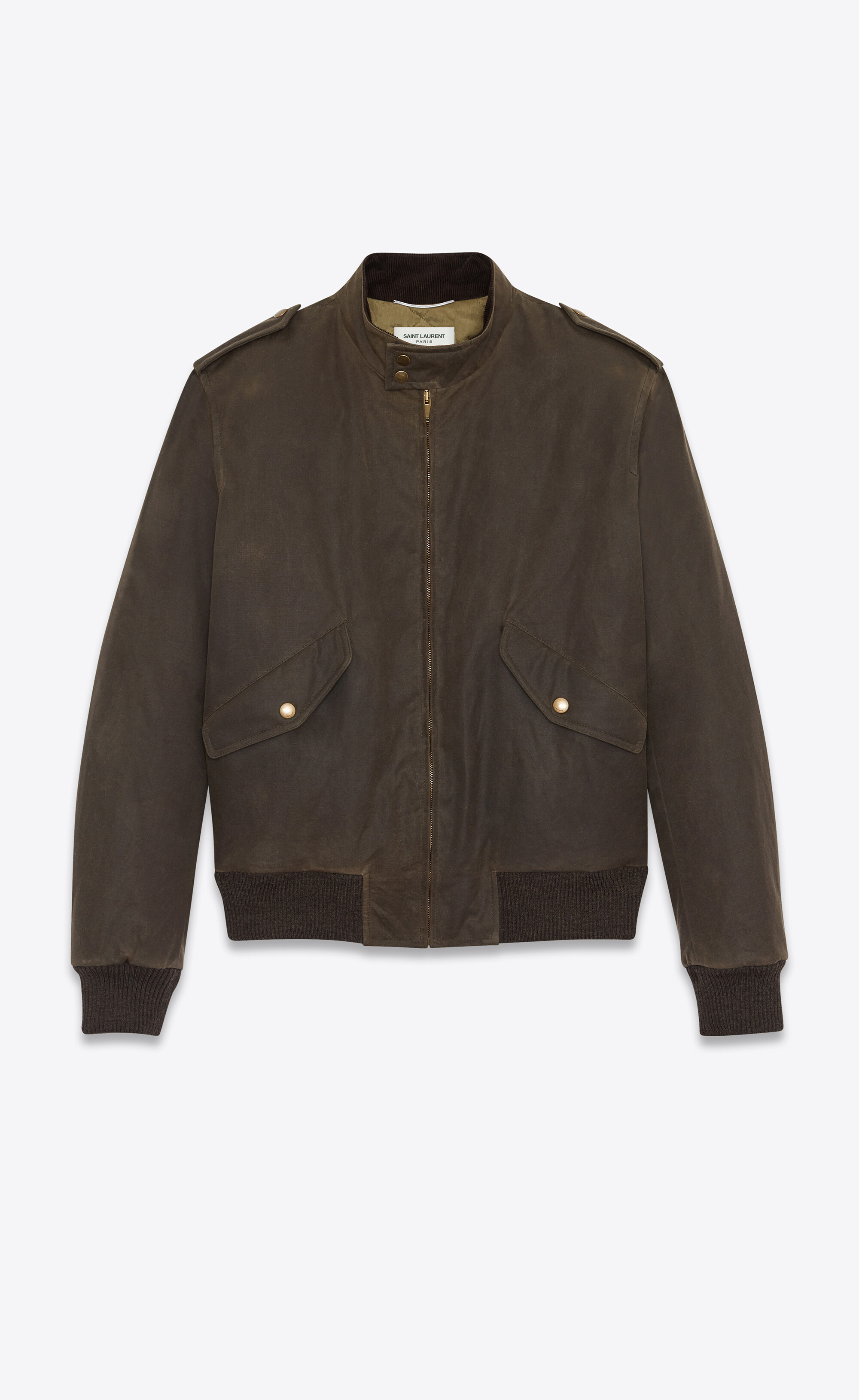 bomber jacket in waxed cotton canvas 