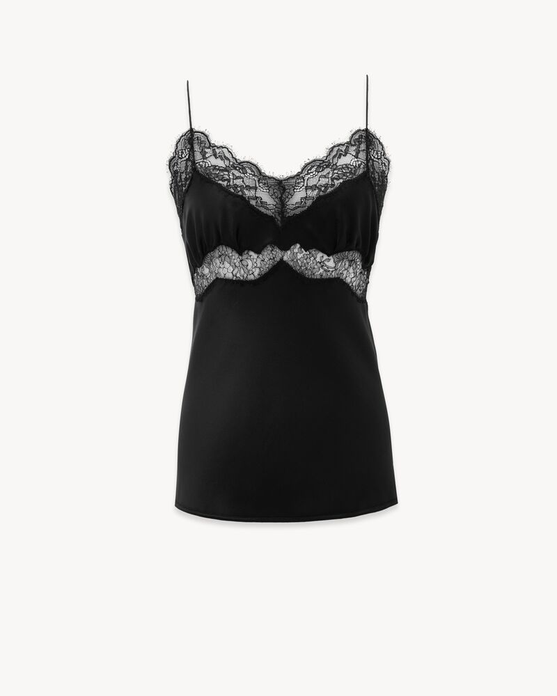 Top en satin de soie et dentelle