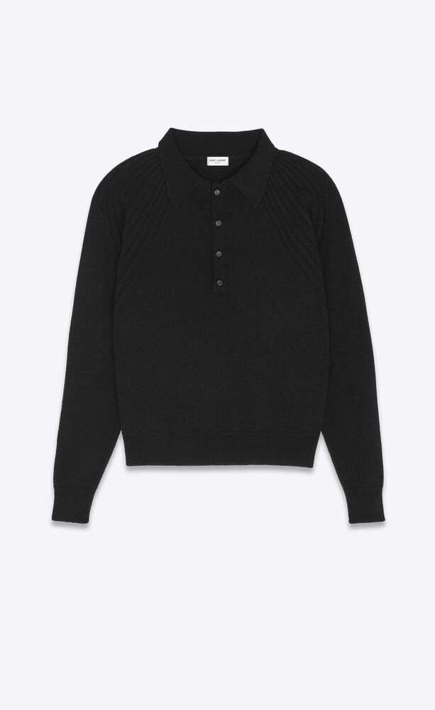 long-sleeve polo shirt in cashmere