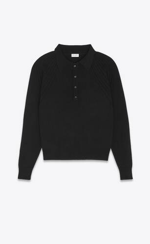 long-sleeve polo shirt in cashmere