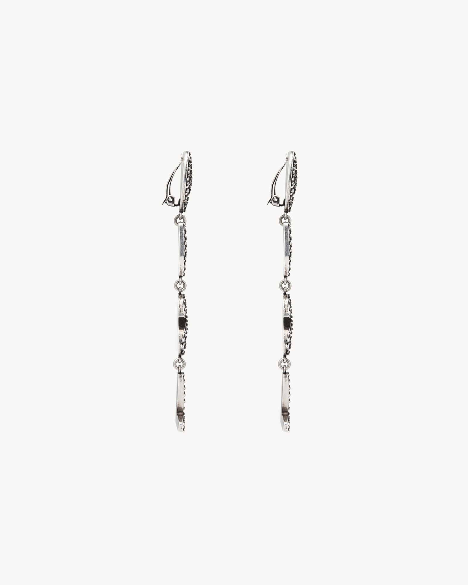OPYUM YSL heart earrings in metal and crystal Saint Laurent