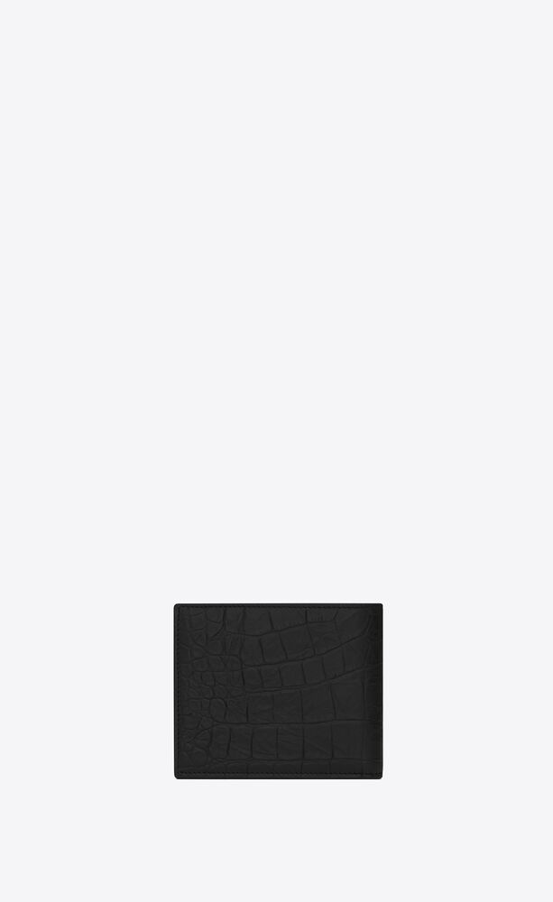 SAINT LAURENT Embellished croc-effect leather cardholder