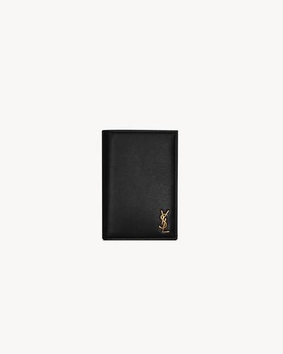 SAINT LAURENT YSL Monogram Patent Leather Card Holder In Leopard Print