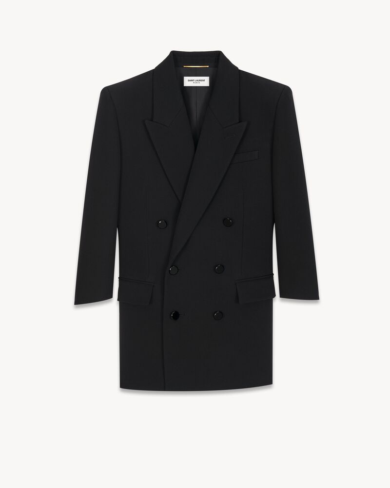 zweireihiges, passgenaues kleid aus grain de poudre