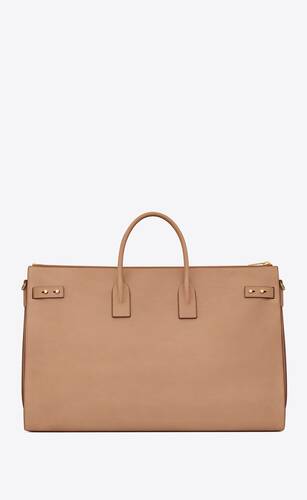 LE MONOGRAMME 48H DUFFLE IN CASSANDRE CANVAS AND VEGETABLE TANNED LEATHER, Saint Laurent
