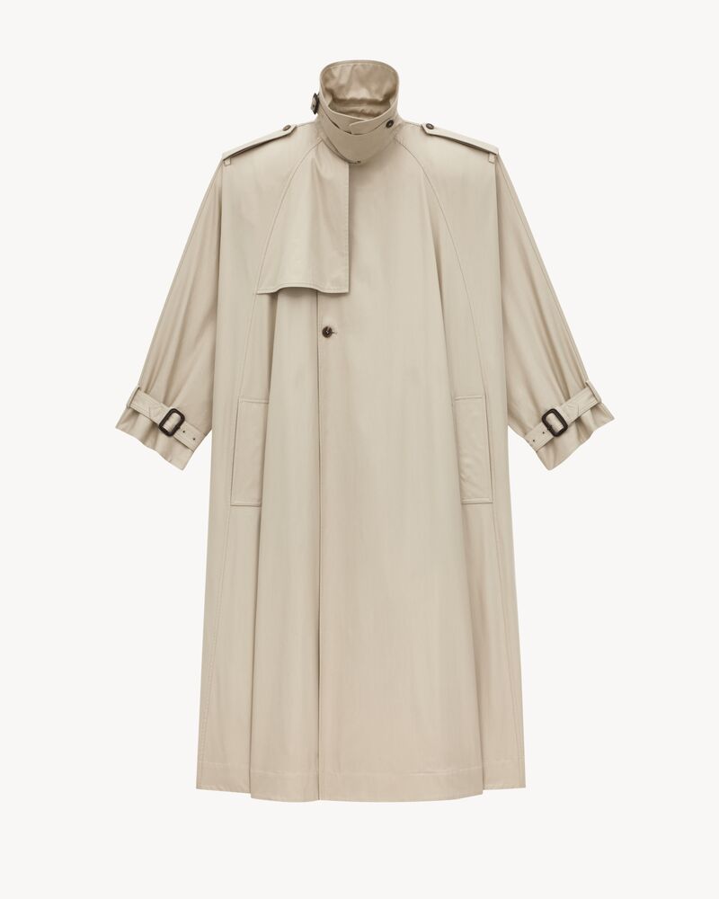 cape trench coat in cotton twill