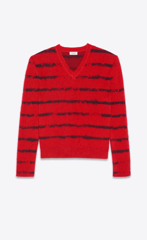  fitted sweater in brushed interrupted stripe