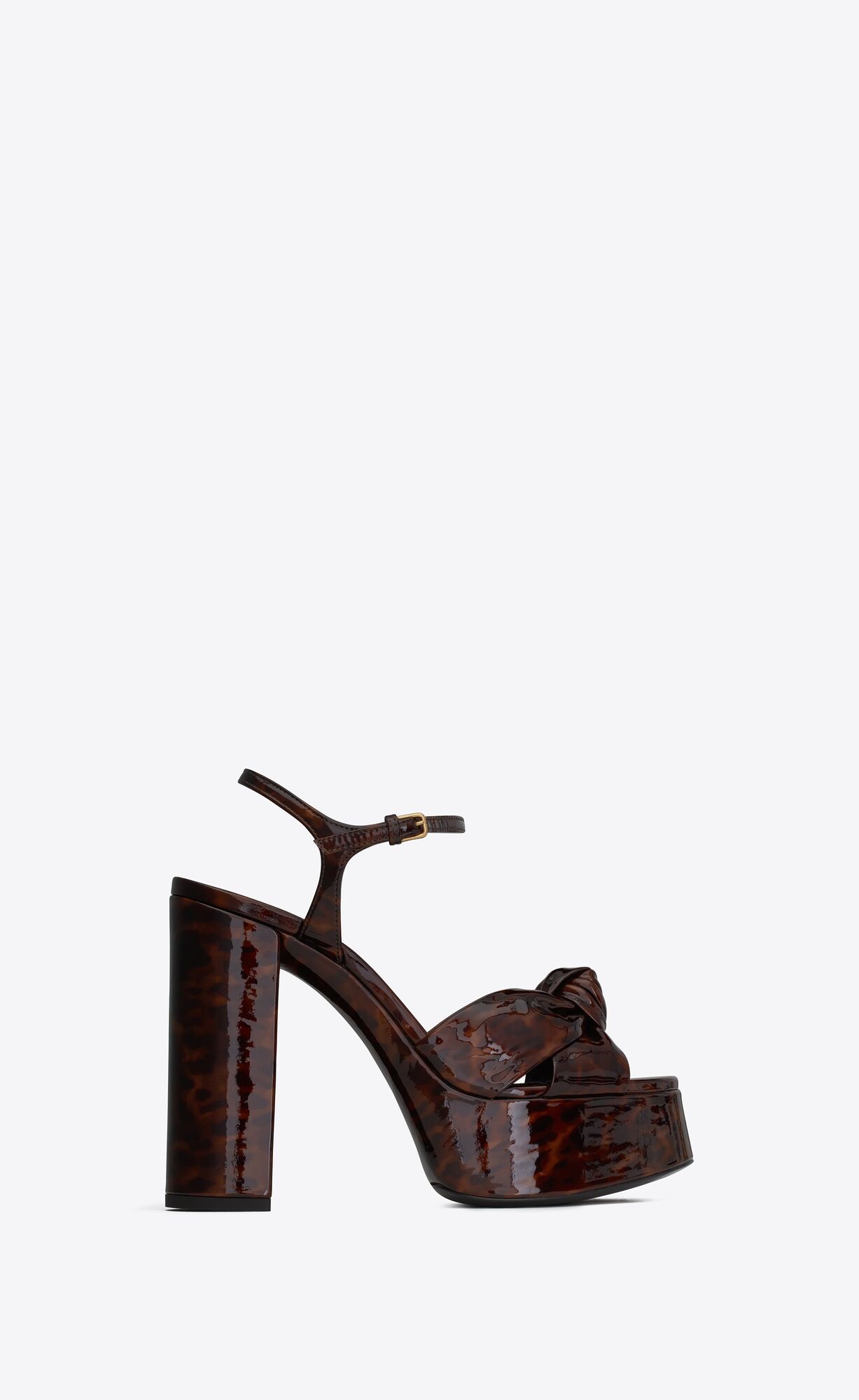Bianca platform sandals in tortoiseshell patent leather | Saint Laurent | YSL.com