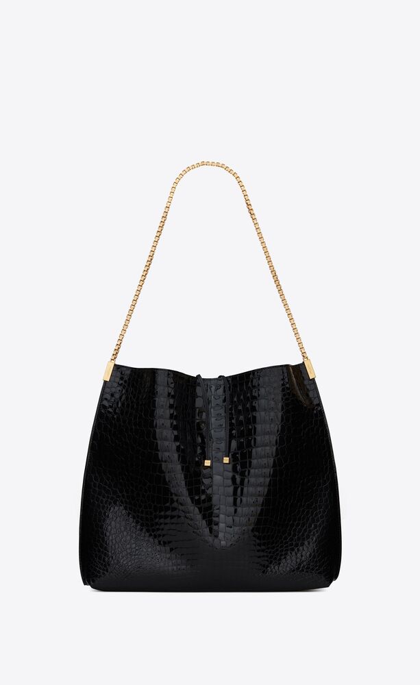 SUZANNE medium hobo bag in alligator-embossed patent leather | Saint ...