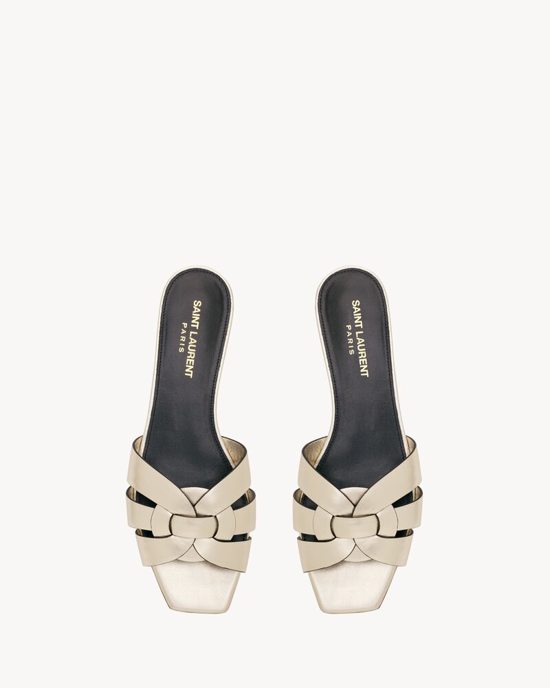 TRIBUTE mules in metallic leather