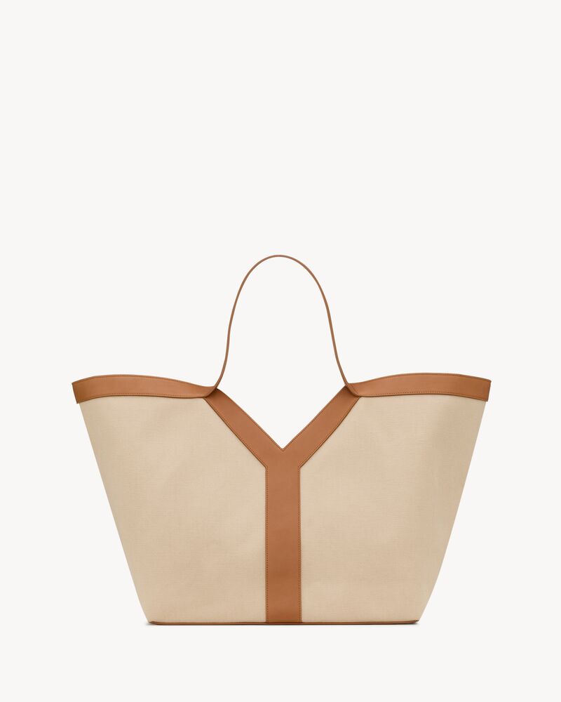 Y TOTE IN CANVAS AND LEATHER 