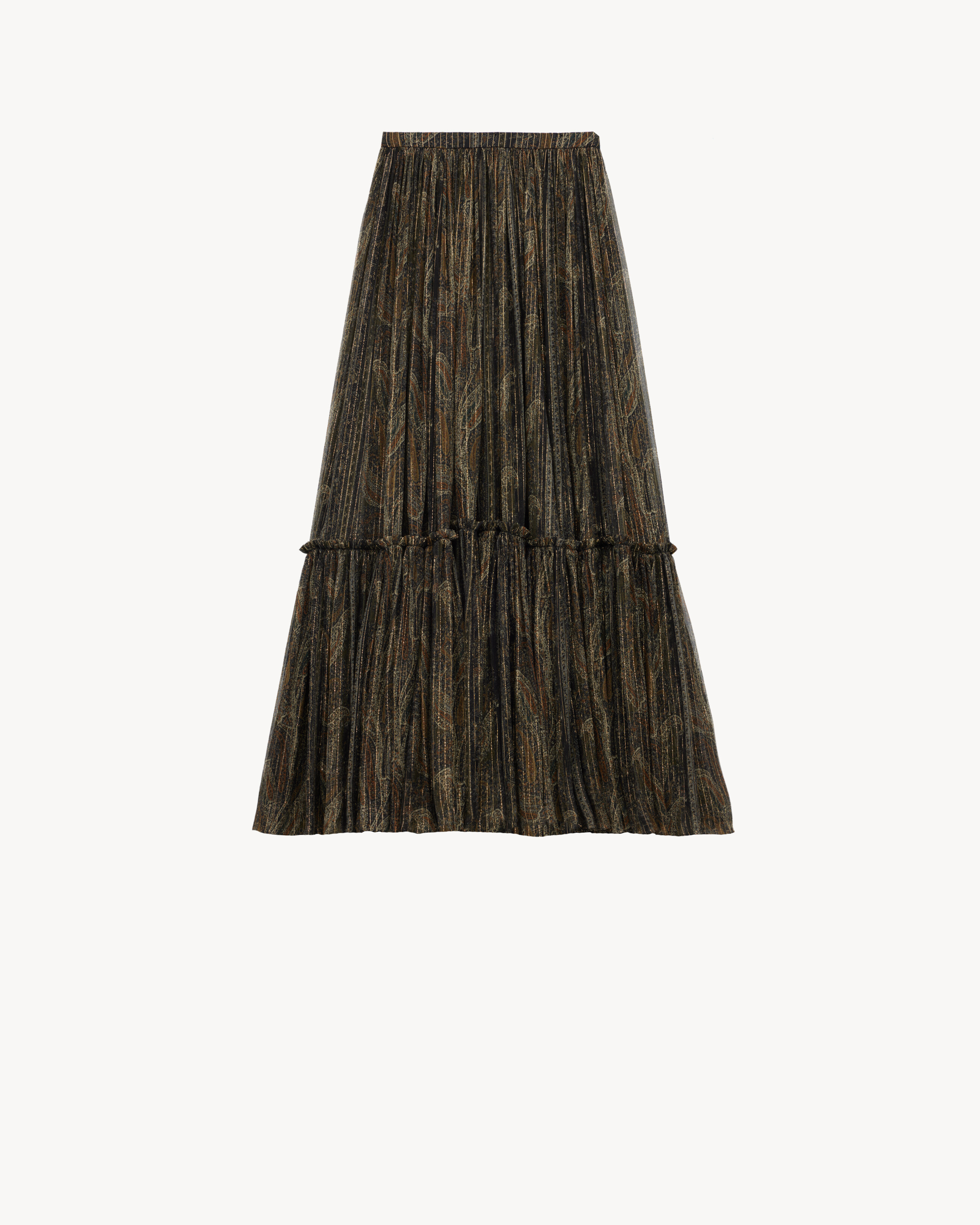 ruffled skirt in lurex paisley silk