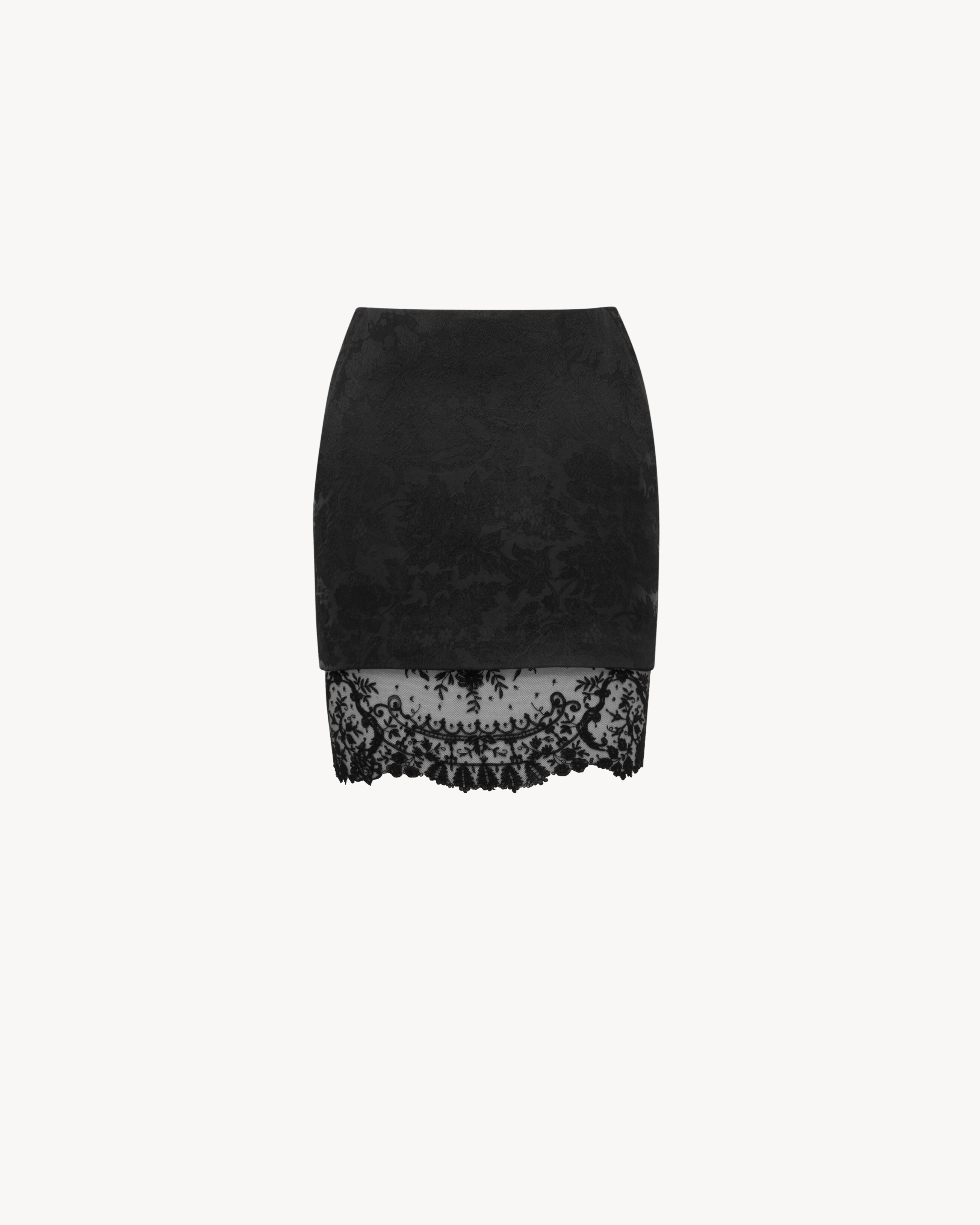 mini skirt in jacquard and lace