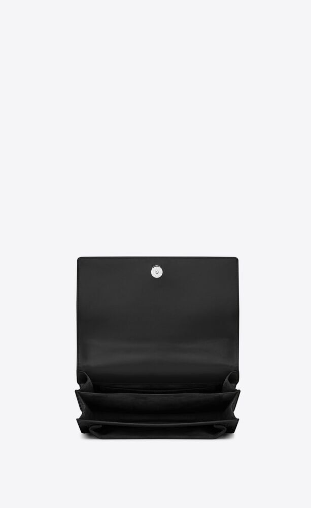 Saint Laurent Large Sunset Leather Bag In Black