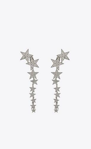 long falling star earrings in metal