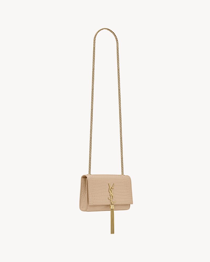 small kate tassel in crocodile-embossed leather