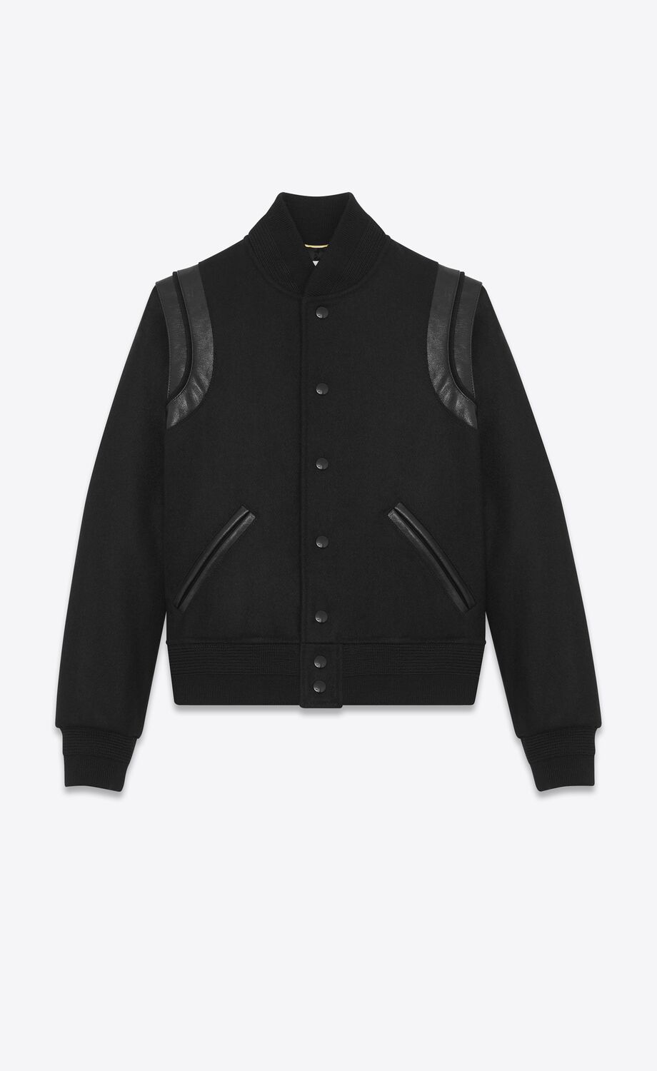 Varsity jacket in black wool | Saint Laurent | YSL.com