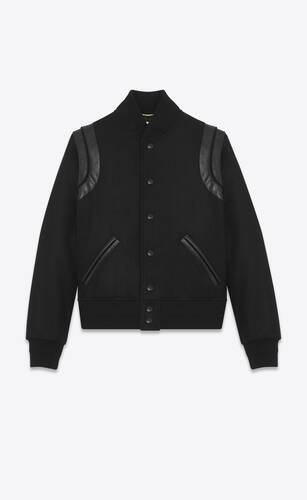 varsity jacket in black wool