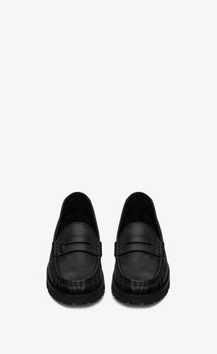 Herren Schuhe Slipper Saint Laurent Leder Loafer Aus Leder le Loafer in Schwarz für Herren 