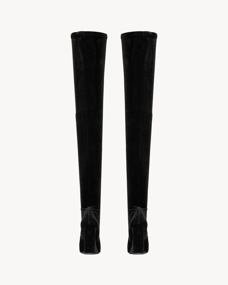 Over the knee black velvet boots Clearance