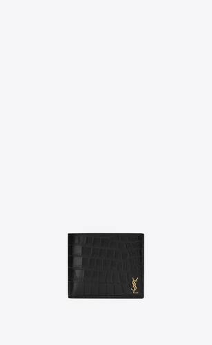 tiny cassandre east/west wallet in crocodile embossed matte leather