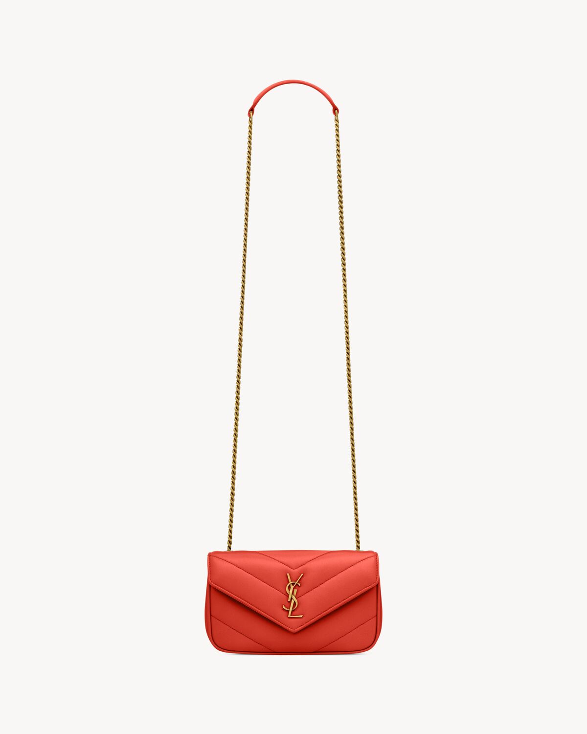 Saint Laurent Loulou Mini In Lambskin Orange Women