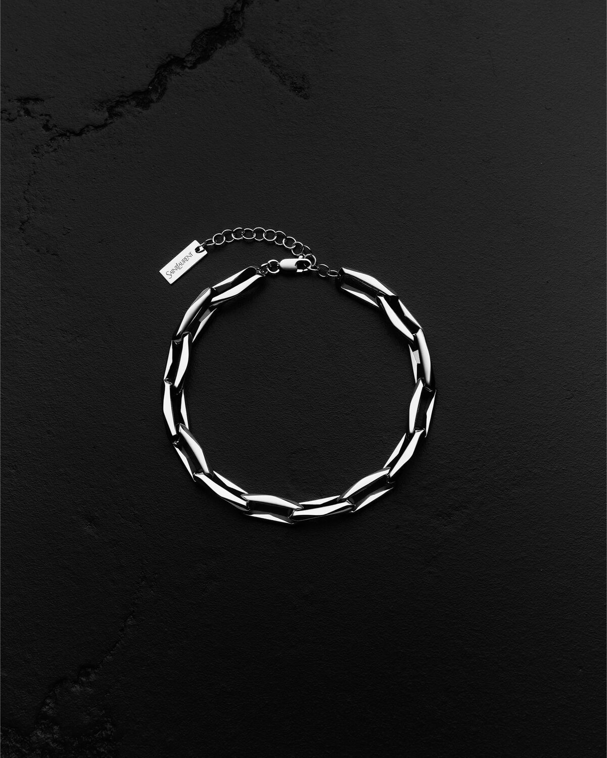 Pulsera de cadena geométrica de oro gris de 18 kt