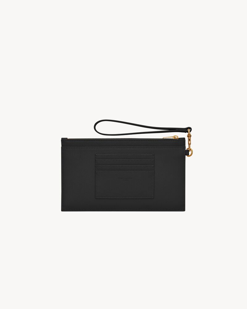 CASSANDRE MATELASSÉ zipped pouch in grain de poudre embossed leather, Saint  Laurent