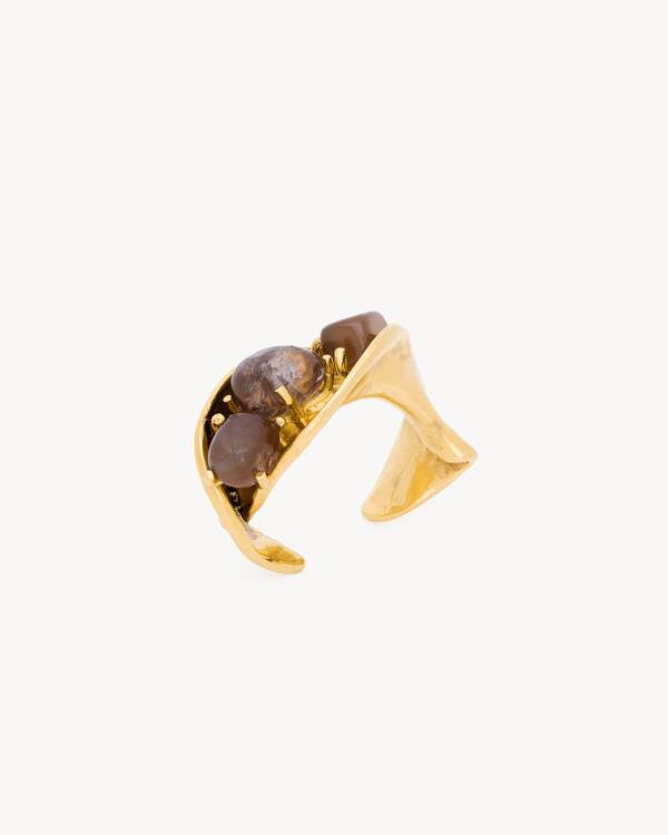 twist cuff in chalcedony, moss agate, and metal | Saint