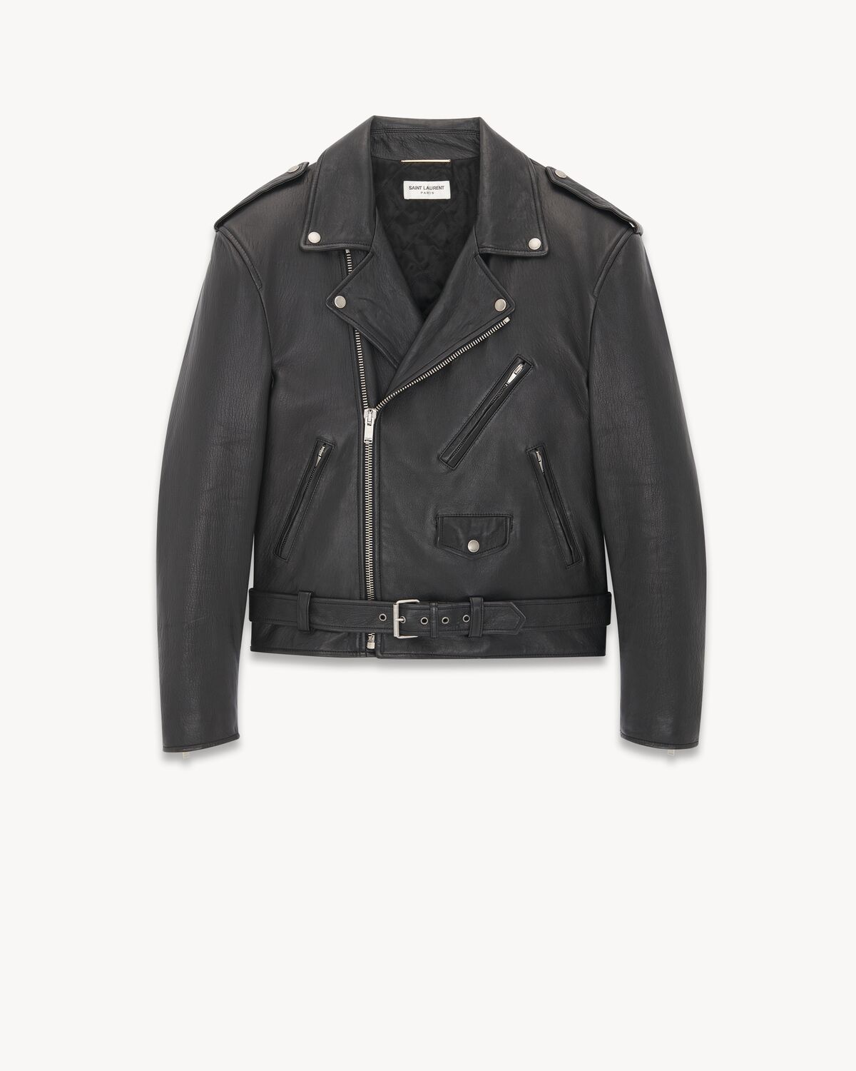 Veste biker en cuir d agneau Saint Laurent YSL