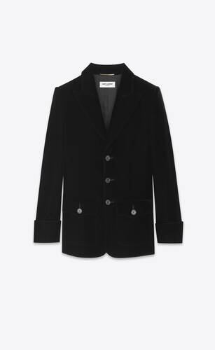 short single-breasted jacket in cupro velvet