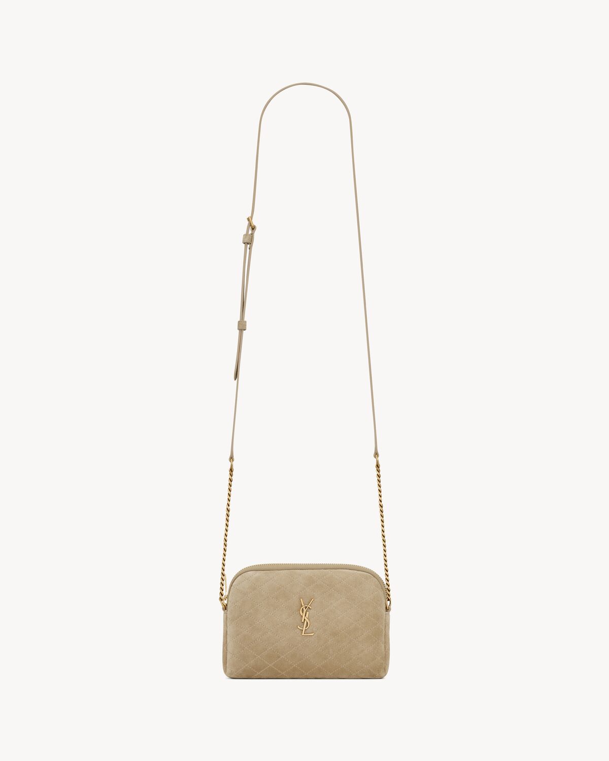 Gaby zipped pouch in quilted suede