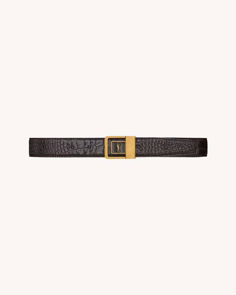 LA 66 buckle belt in crocodile-embossed leather