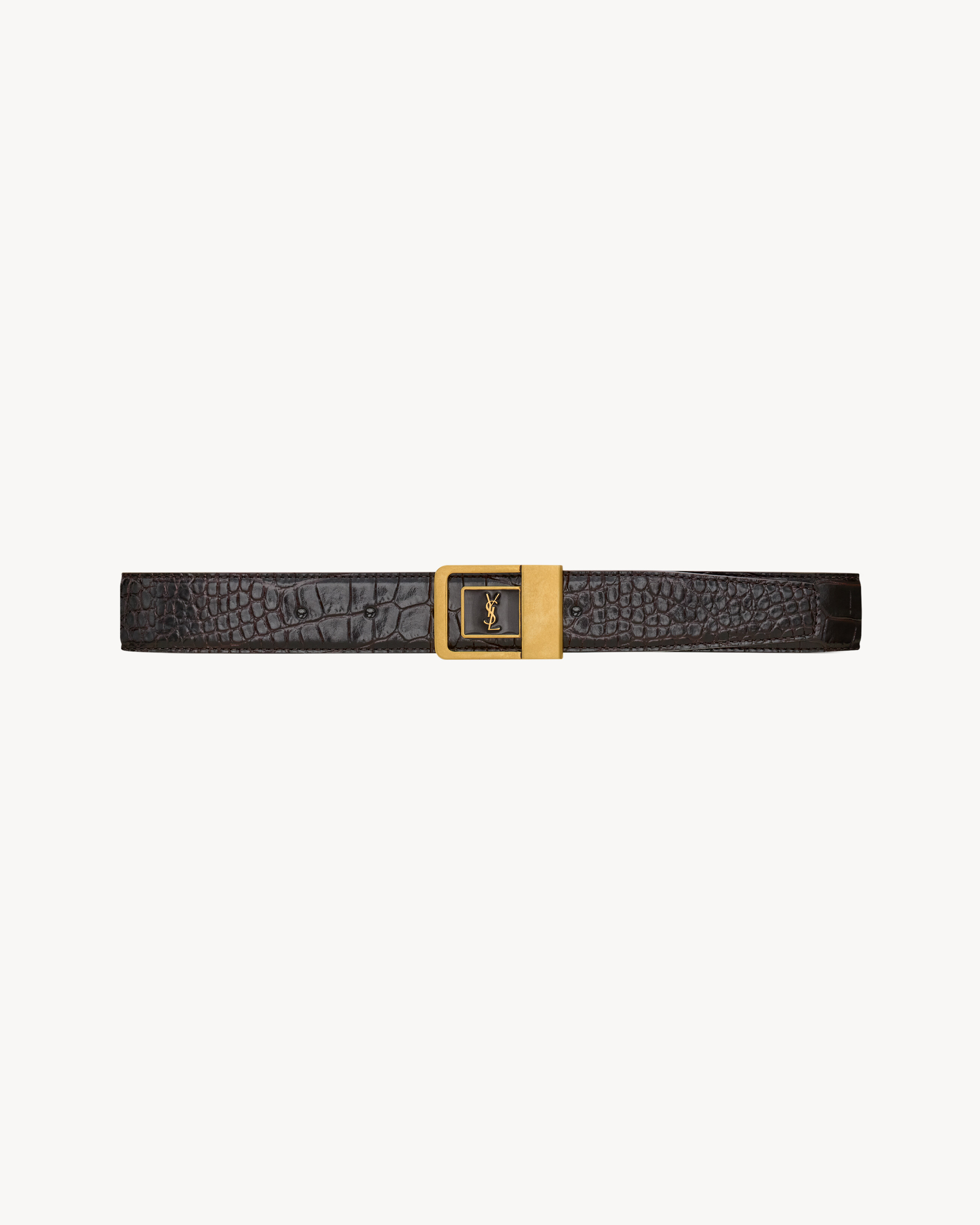 LA 66 buckle belt in crocodile-embossed leather