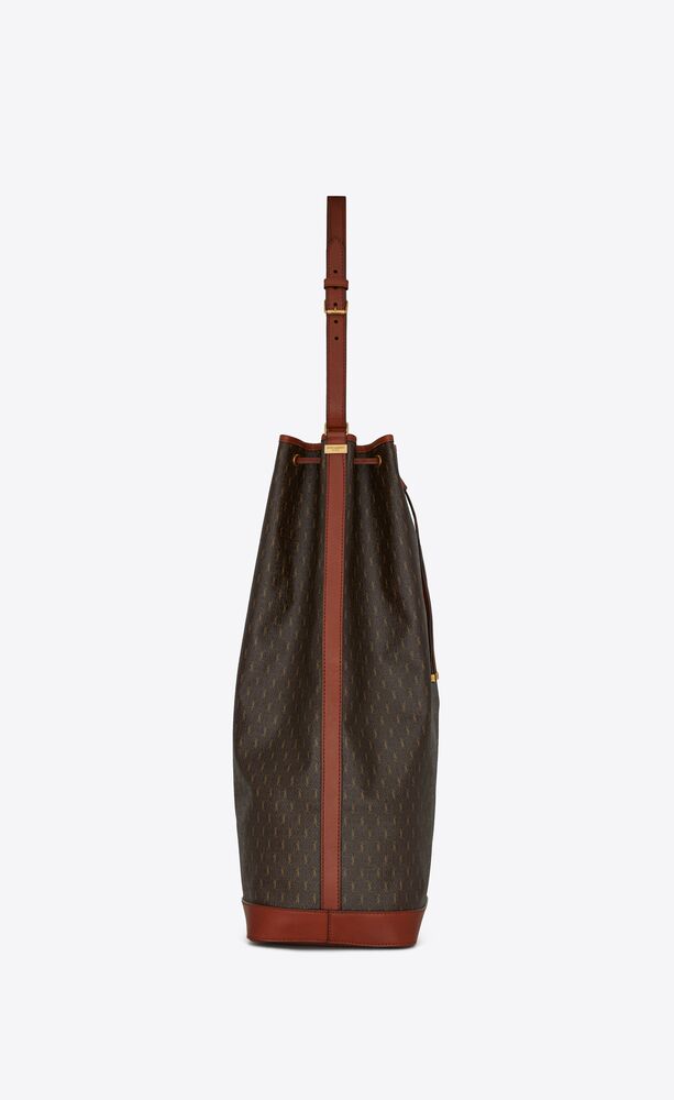 LE MONOGRAMME LONG BUCKET BAG IN CASSANDRE CANVAS AND SMOOTH LEATHER, Saint  Laurent
