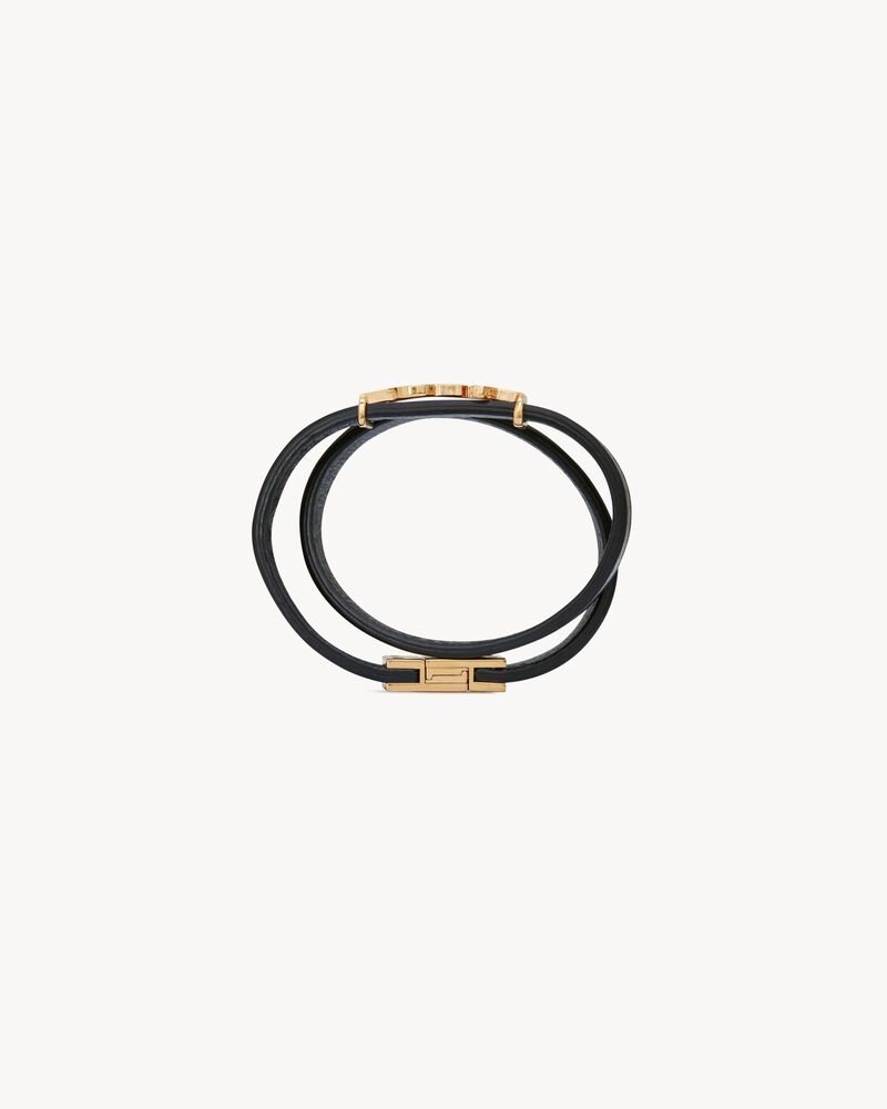 Ysl double wrap bracelet in black leather Clearance