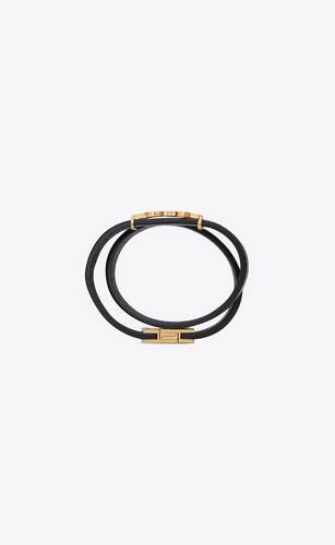 opyum double wrap bracelet in leather and metal