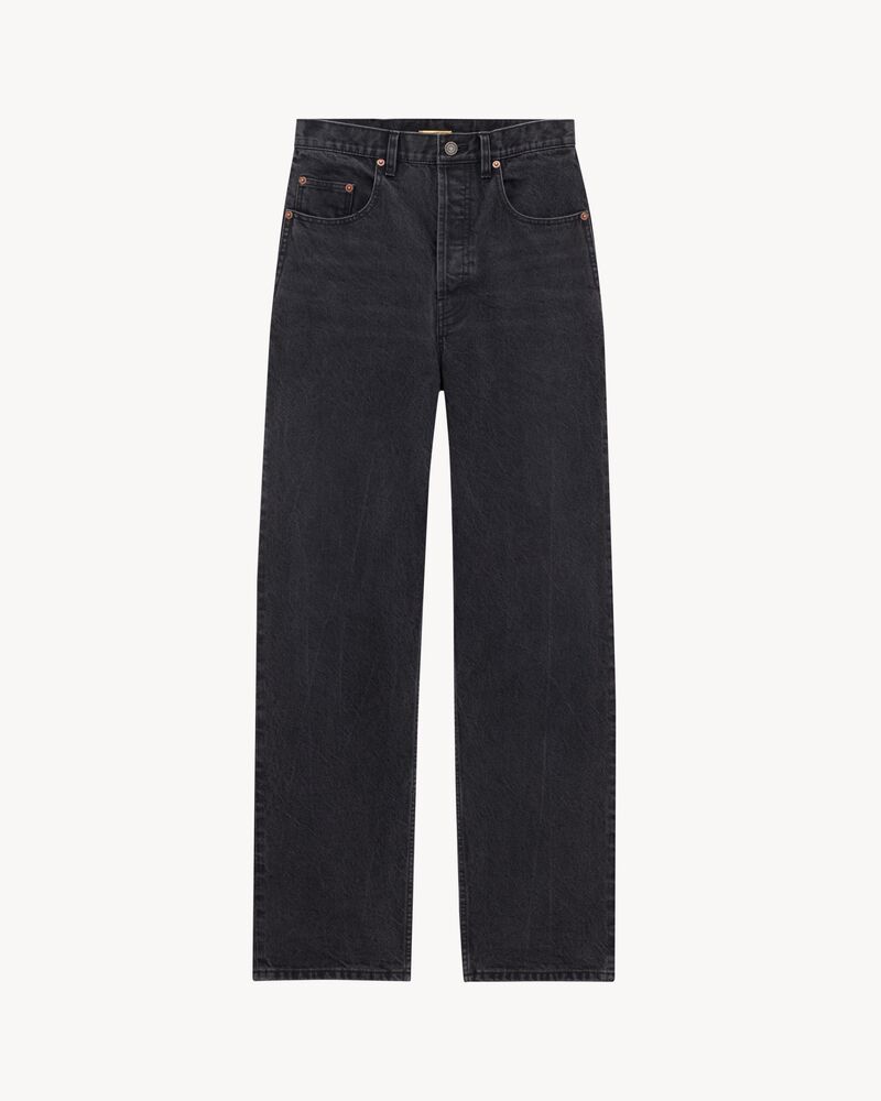 carrot-fit jeans in used paris black denim