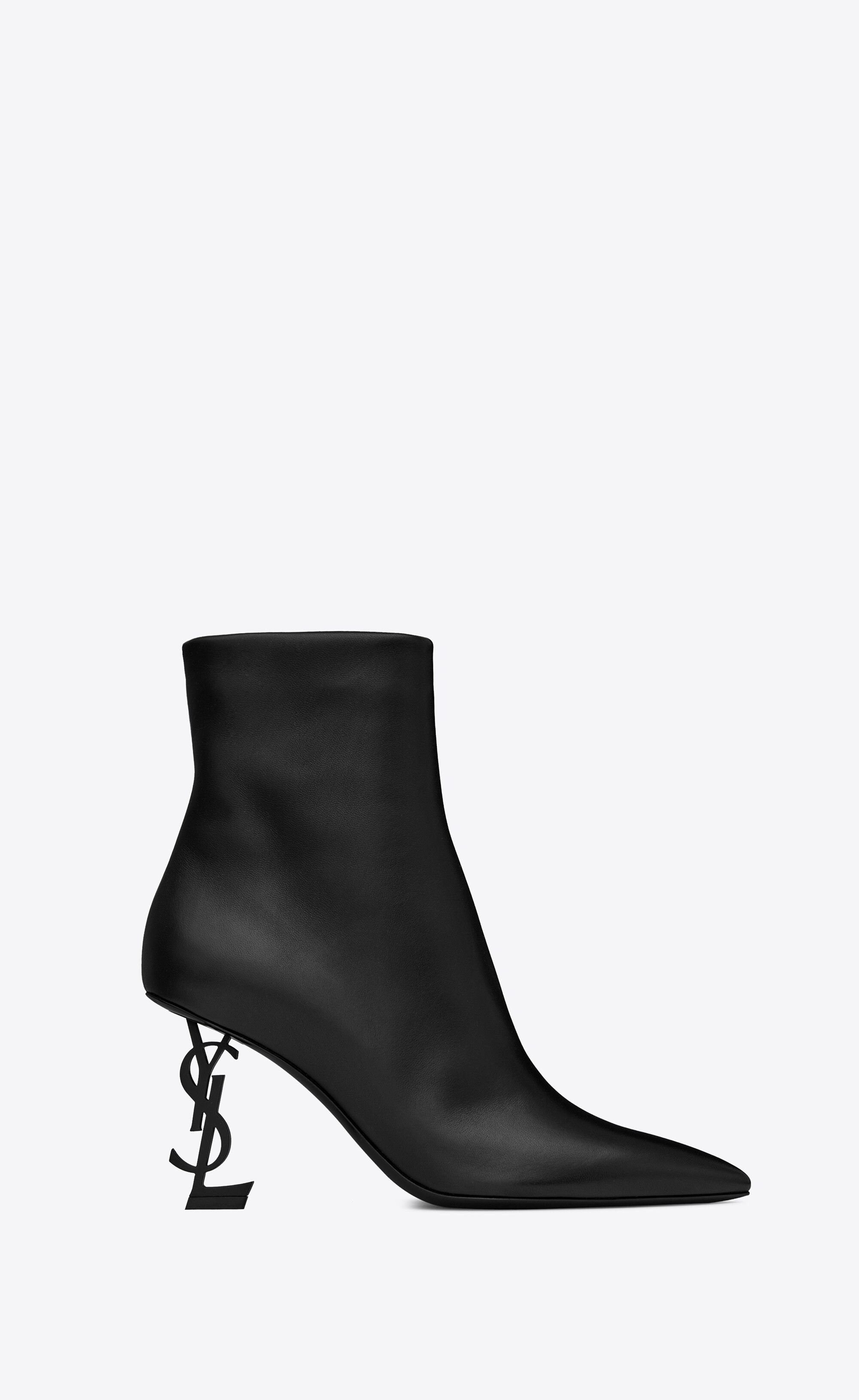 opyum booties in leather with black heel