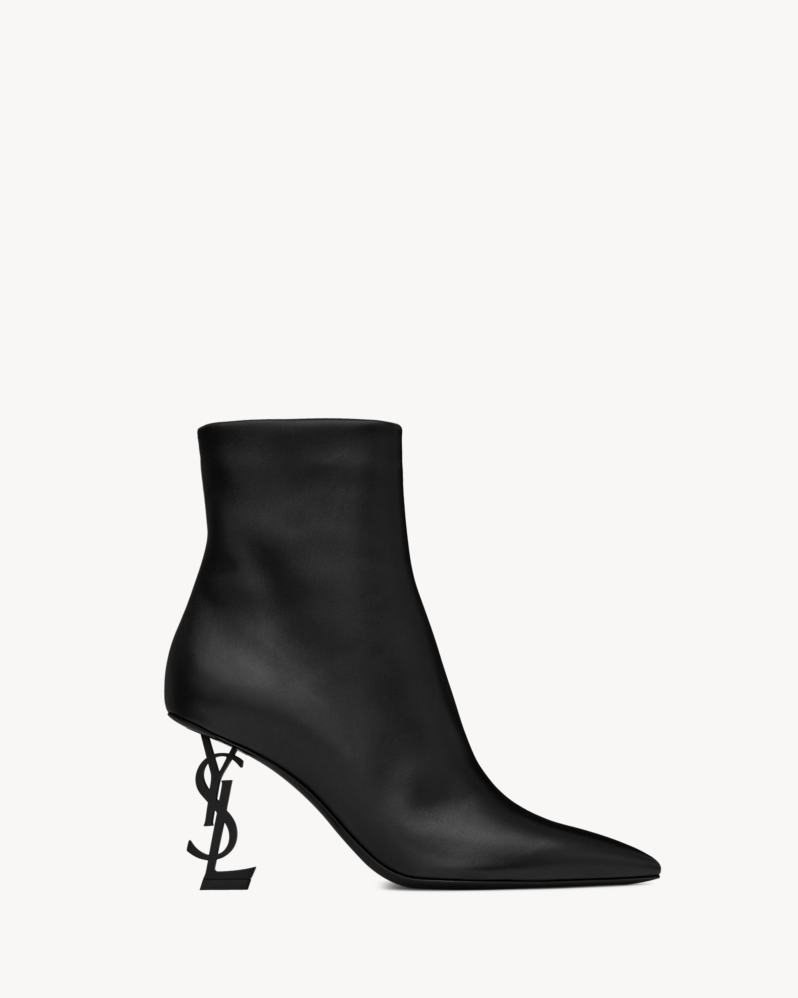 opyum booties in leather with black heel