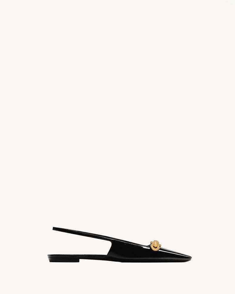 Blade slingback flats in patent leather