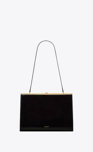 Saint Laurent Black Patent Leather Grid Muse Two Top Handle Bag Saint  Laurent Paris