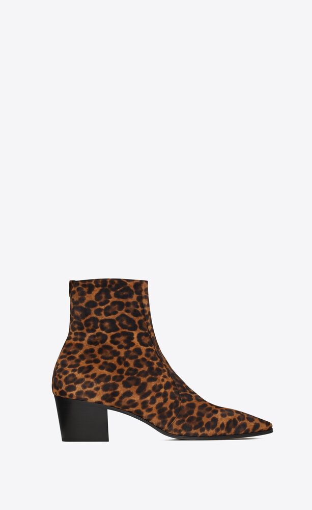 vassili zipped booties in leopard-print suede